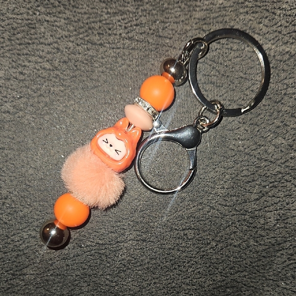 Hand Crafted Accessories - Orange & Peach Monster Labubu Inspired Hand Crafted Keychain